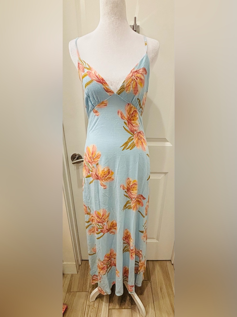 NWT Paper Heart Light Blue Floral Slip Maxi Dress - S